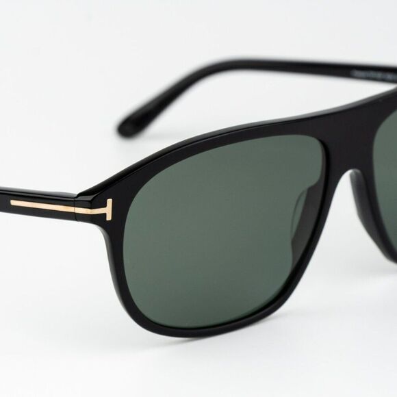 Tom Ford Women Sunglasses Shiny Black Green Polarized Pilot PRESCOTT FT1027 01R main image 4